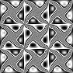 Abstract Seamless Geometric Op Art Lines Pattern. 3D Illusion. Striped Black and White Texture.