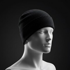 深黒ニット帽の影と質感