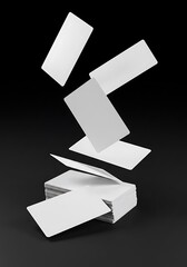 黒背景に舞う白カード、質感と深み (Kokku haikei ni mau shiro kādo, shitsu kan to fukami)