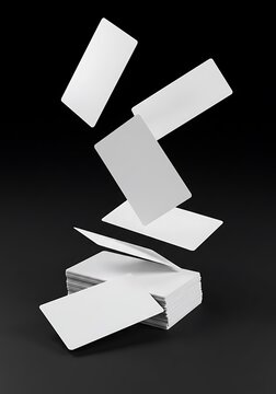 黒背景に舞う白カード、質感と深み (Kokku haikei ni mau shiro kādo, shitsu kan to fukami)