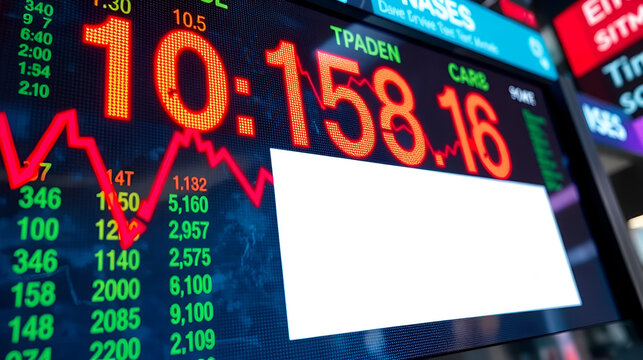 Bull Market Concept: View of Up Stock Market Ticker with Fictional Numbers and Empty Space for Creative Stock Photo Use