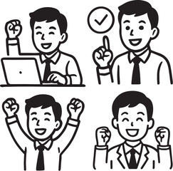 Happy young man silhouette in a silhouette style symbolizing problem solving and success