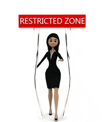 3d woman break out from a restricted zone concept