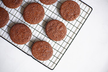 chocolate cookies in tray