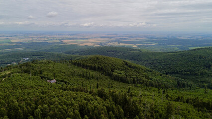 Opawskie Mountains, Poland. View from the summit to the mountain valley of the Czech Republic and...