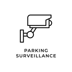 Parking Area Surveillance Camera Line Icon. CCTV Security and Monitoring System.