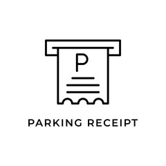 Parking Receipt Line Icon. Paid Paper Ticket for Car Park Fee and Transaction Record.
