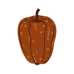 Red apple vector illustration. Ripe juicy fruit isolated on white. Symbol of purity, health, nature. Autumn harvest, seasonal farm product. Hand drawn botanical clipart. Flat cartoon art, garden apple