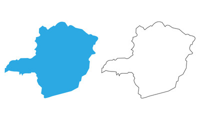 Map of the state of Minas Gerais, Brazil. Map with detailed outline and blue silhouette	