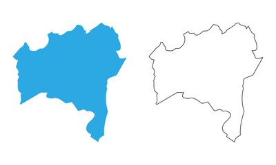 Map of the state of Bahia, Brazil. Map with detailed outline and blue silhouette	