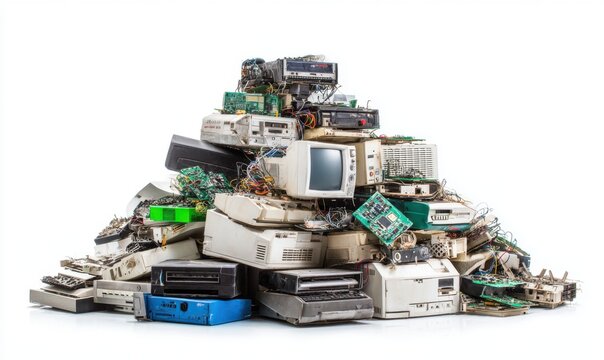 Pile of discarded electronic components