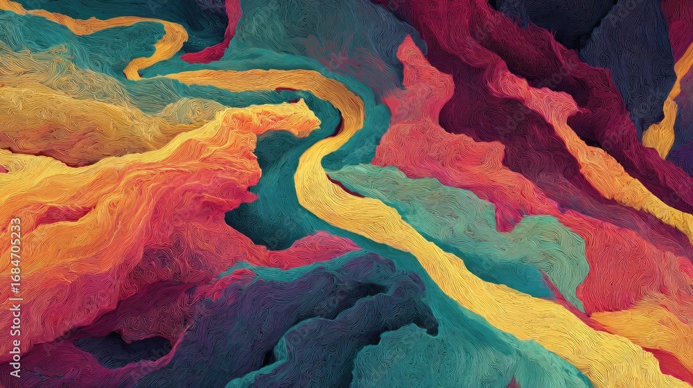 Poster hyperlipidemia 3d render blocked artery concept. colorful abstract pattern with flowing shapes and v