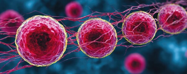 Hyperlipidemia 3D render blocked artery concept. Microscopic view of cellular structures under vivid lighting.