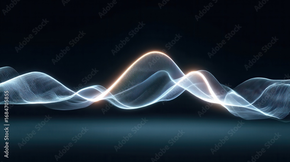 Poster abstract light waves in motion on dark background for visual design