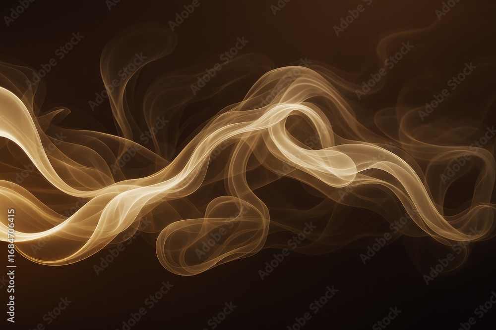 Poster abstract glowing light waves swirling on a dark background forming a smooth luminous motion in golde