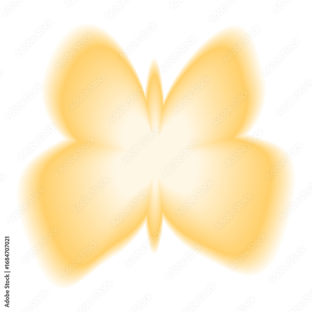 Aufkleber smooth gradient butterfly shape. y2k retro forms. yellow icon isolated on transparent background. tr