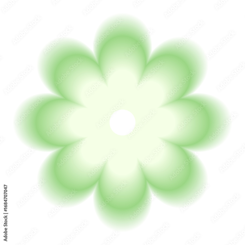 Poster smooth gradient flower shape. y2k retro form. green simple icon isolated on transparent background. 