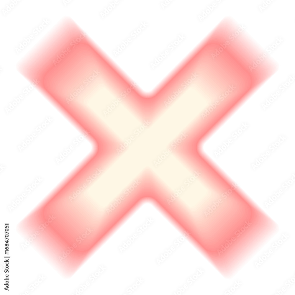 Poster blur gradient cross shape. retro light geometric forms. red icon isolated on transparent background.