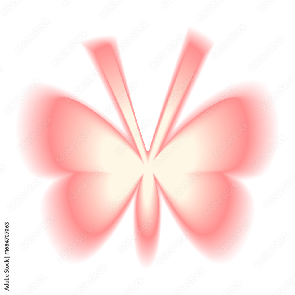 Poster smooth gradient butterfly shape. y2k retro forms. pink coquette icon isolated on transparent backgro