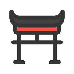 torii gate outline fill icon