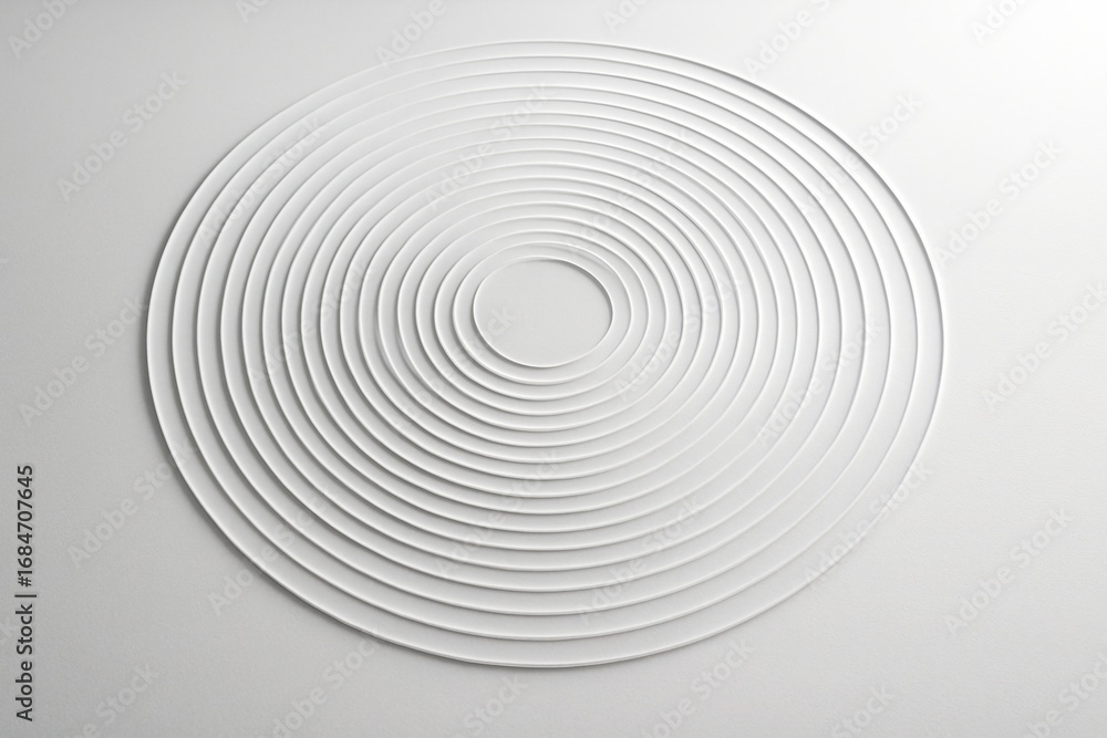Aufkleber minimal abstract white concentric circles forming a geometric pattern on light background with soft 