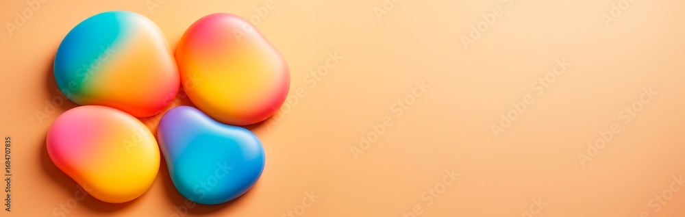Poster abstract colorful soft shapes on orange background with empty copy space for modern banner, poster o