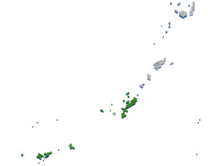 ハニカム構造状の沖縄県の立体地図
