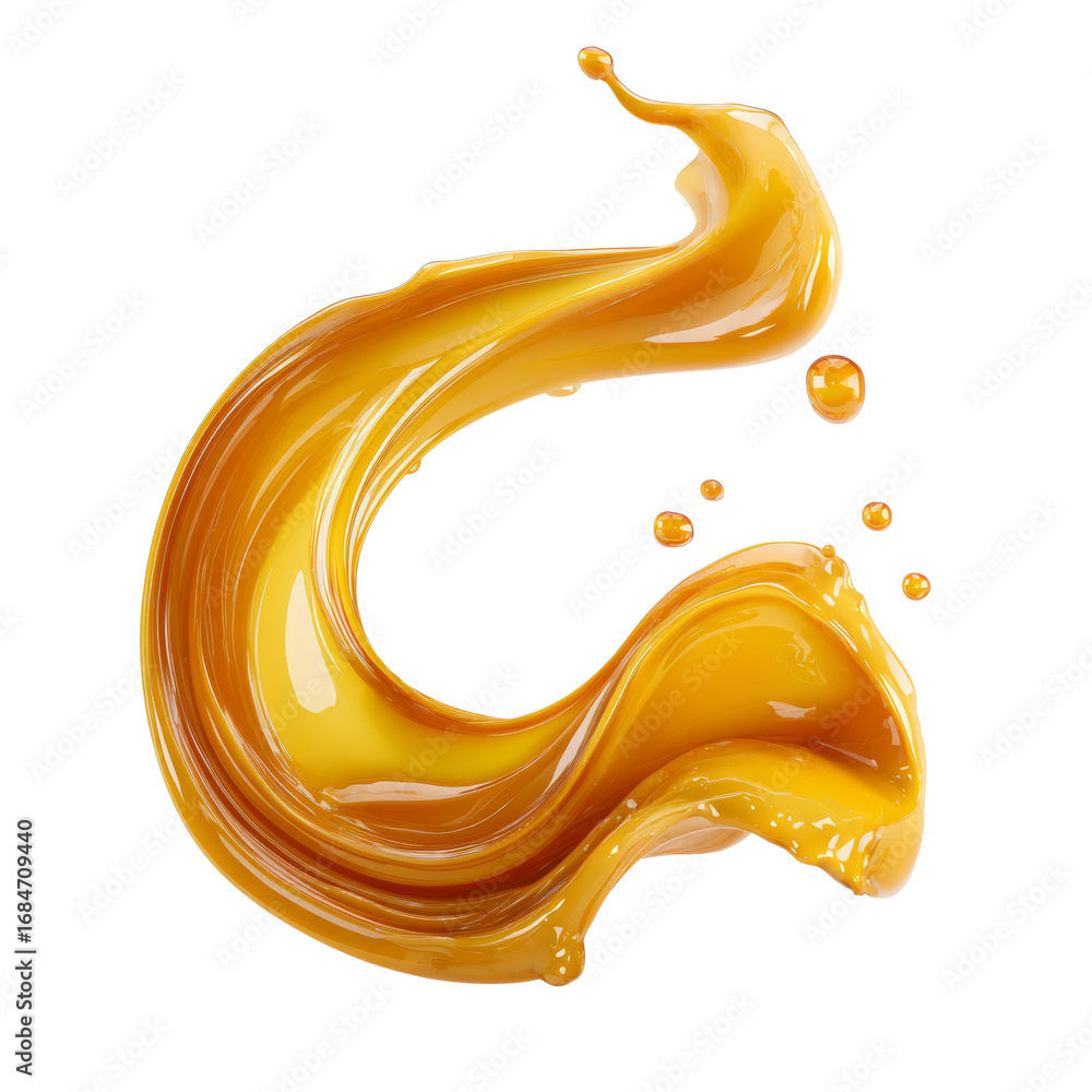 Poster dynamic honey caramel swirl aromatic sweetness isolated on a clean field of color