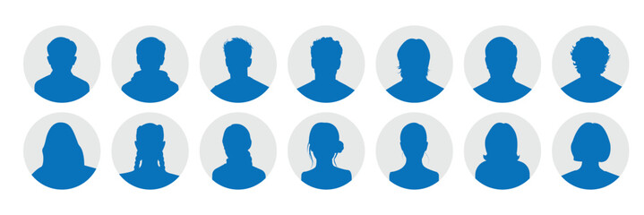 Empty avatars set. Monochrome Face Placeholders icons. Vector Male and female "no photo" images for unfilled user  . person icon, profile picture. people icon . 