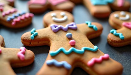 Gingerbread man with colorful icing, Enjoy the festive cookies for a festive mood.