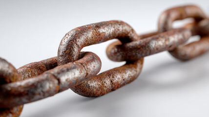 Fototapeta premium Close-up of a rusty metal chain with visible corrosion.