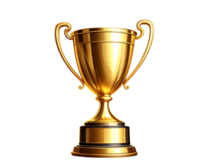  Abstract Golden Trophy Silhouette with Sparkle Highlights, Stylized Graphic Logo, Isolated PNG