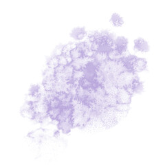 Lilac paint drop. Watercolor illustration. Thick paint of delicate purple color with grunge texture. Abstract cloud of purple color for background design
