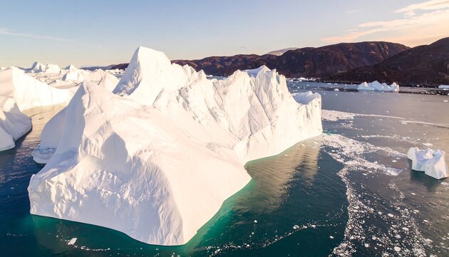 Icebergs in Greenland Aerial View