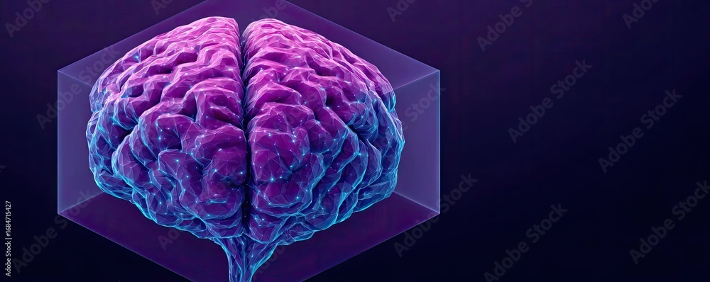 Poster neurological symptoms of numbness and tingling concept. a vibrant digital depiction of a brain in a 