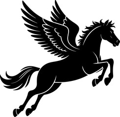 flying pegasus silhouette vector illustration