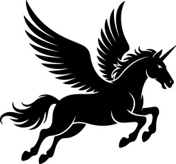 flying pegasus silhouette vector illustration