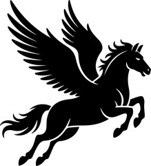 flying pegasus silhouette vector illustration