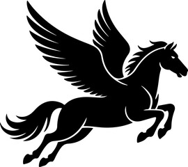 flying pegasus silhouette vector illustration