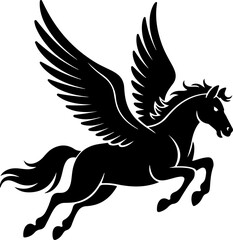flying pegasus silhouette vector illustration