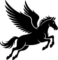 flying pegasus silhouette vector illustration