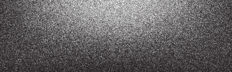 Mezzotint background with a dense, grainy noise texture. Wide banner features a light-to-dark gradient, creating a rough, glittery effect with a stippled or metallic surface