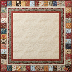 Patchwork Quilt Frame, copy space, rickrack border