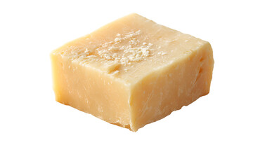 Cube of aged parmesan cheese isolated on transparent background
