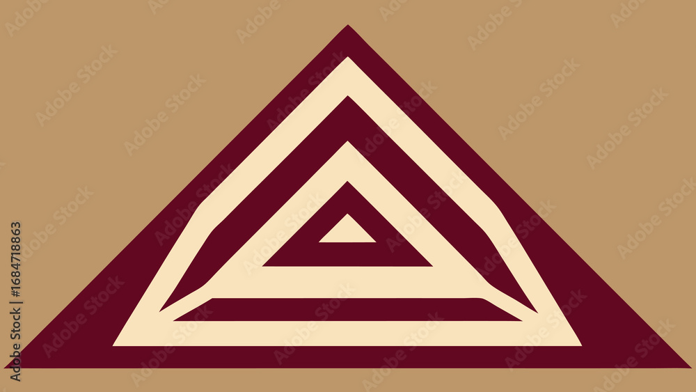 Aufkleber nested triangle geometric pattern in maroon and cream on a tan background abstract