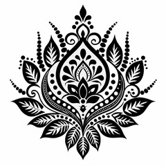Henna designs vector clean black silhouette design white background