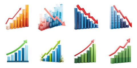 PNG graph bar no bg sample mockup economy trend concept using for decoration.