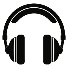 Headphones vector clean black silhouette design white background