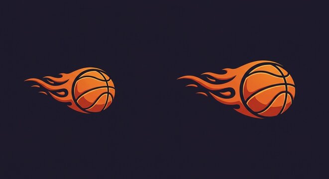 Dynamic flaming basketball soaring through air igniting passion for the game