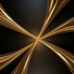 Swirling Golden Ribbons Converging &ndash; Dramatic Black Backdrop